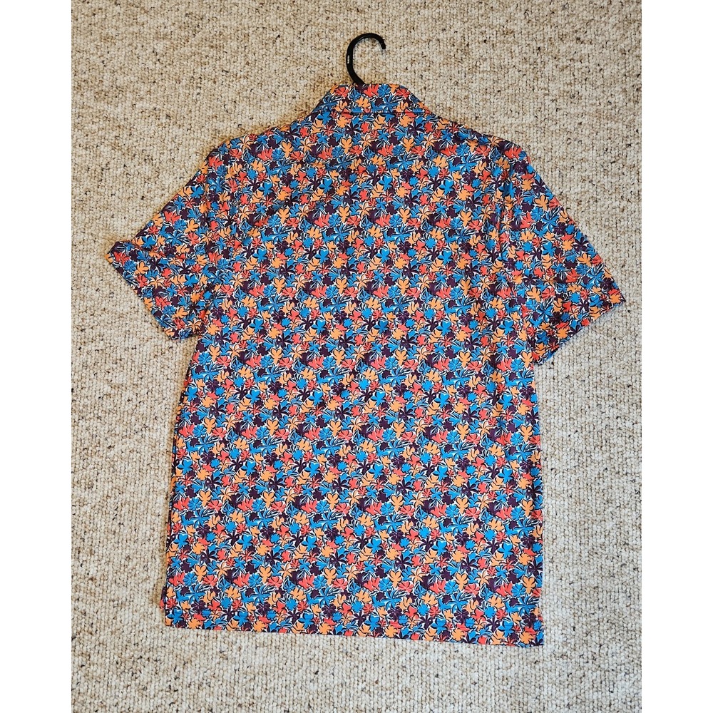 Good Good Golf Mens Small Floral Performance Polo Shirt Multicolor Short Sleeve - Picture 7 of 9
